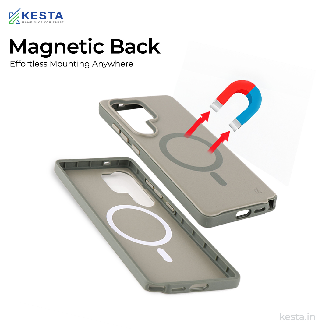 Samsung S24 Ultra Cover - MagArmour Grey Hybrid Case (Grip + Gloss – Textured for Control, Smooth Style)